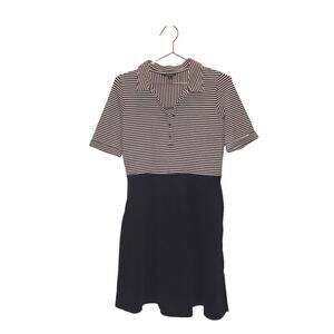 Lands' End Navy & White Striped Polo Dress - Size Small